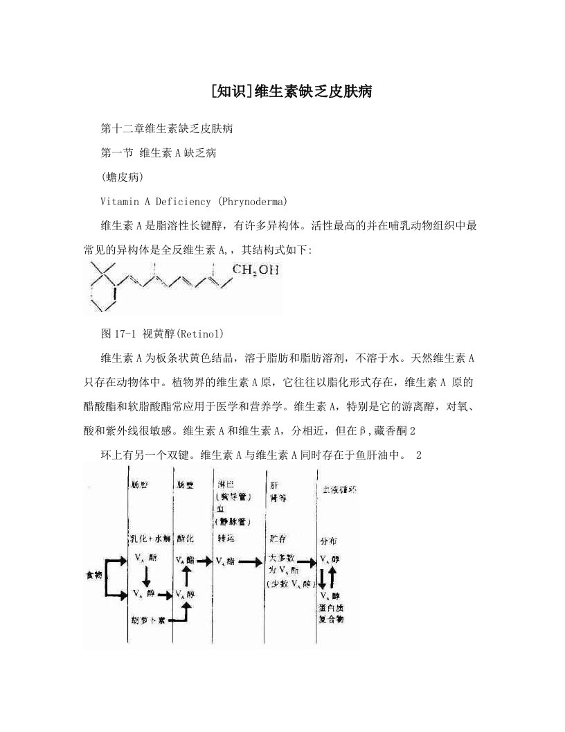 [知识]维生素缺乏皮肤病