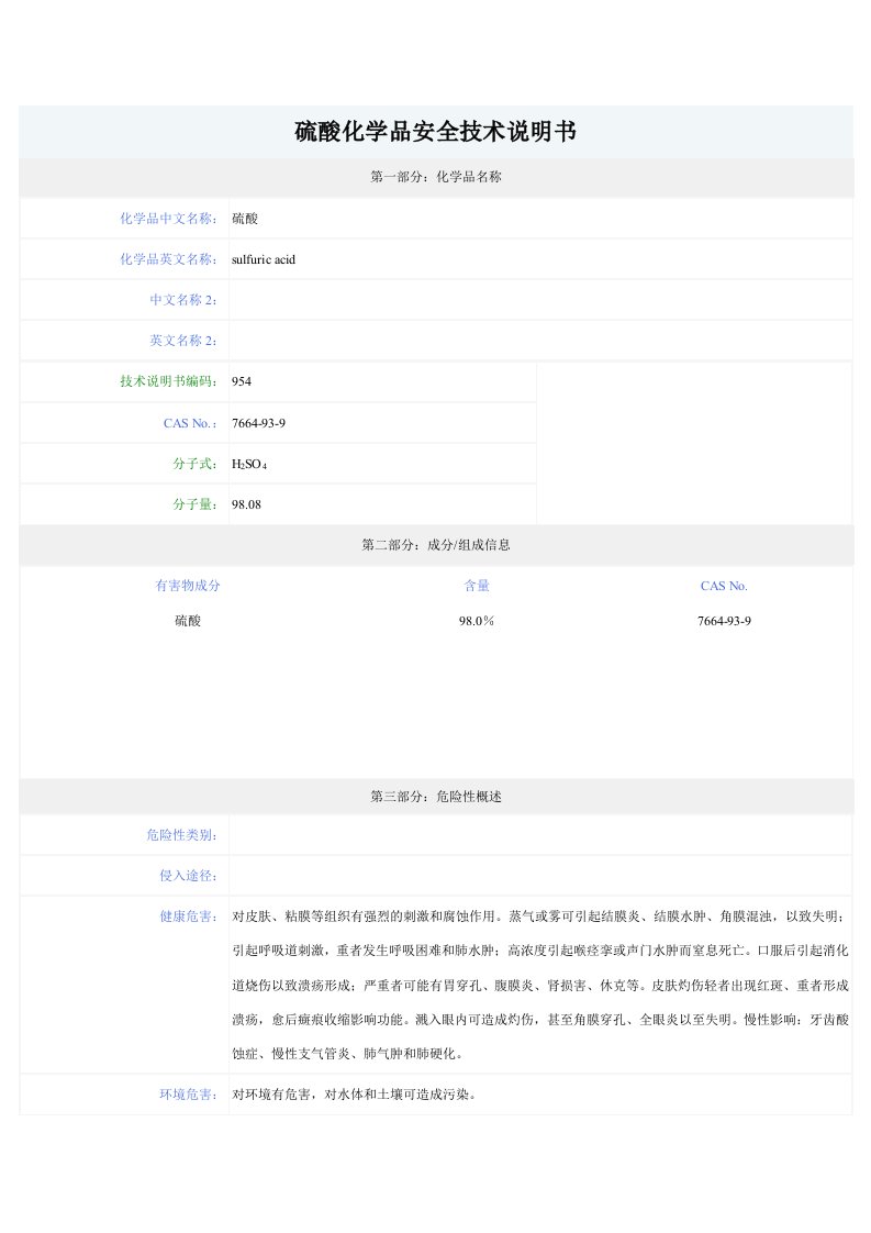 msds-硫酸