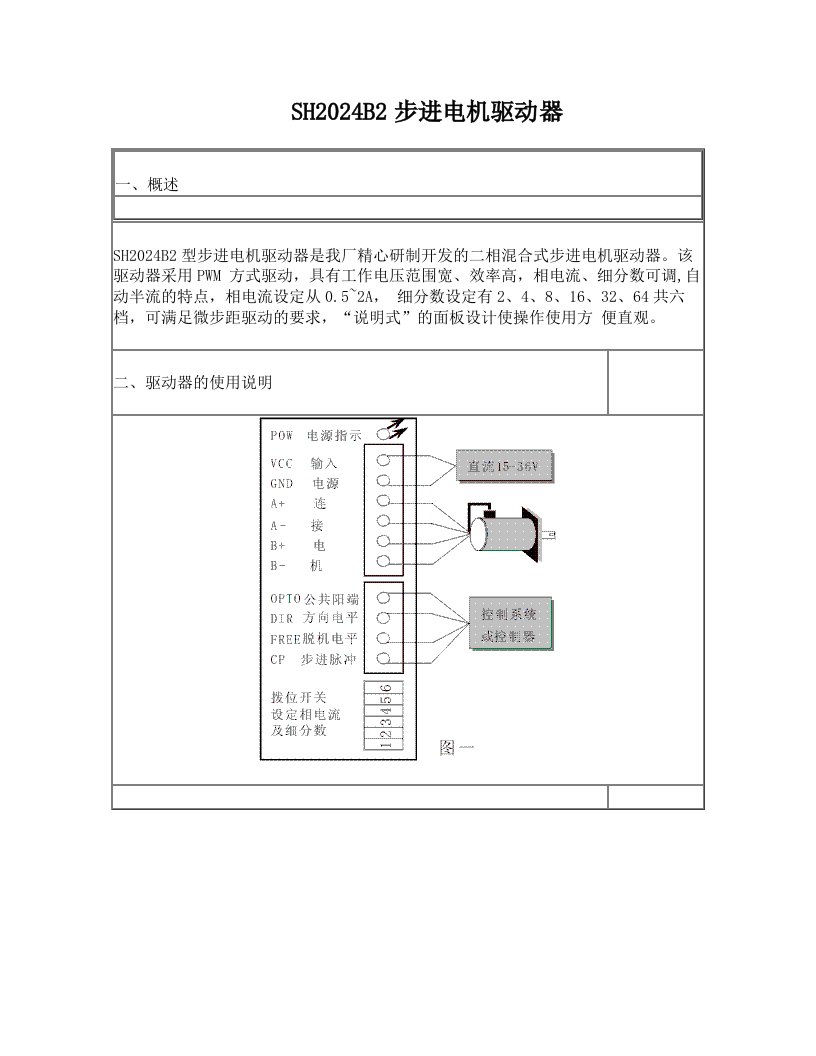 SH2024B2步进电机驱动器