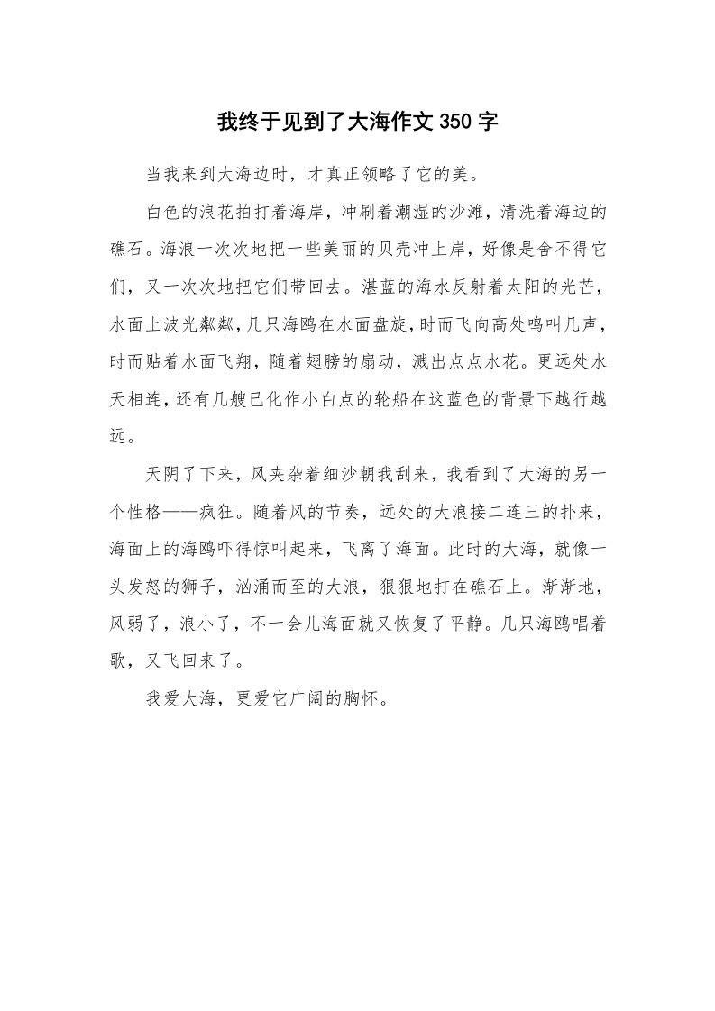 我终于见到了大海作文350字