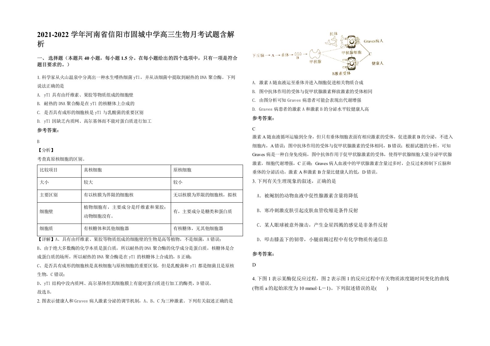 2021-2022学年河南省信阳市固城中学高三生物月考试题含解析