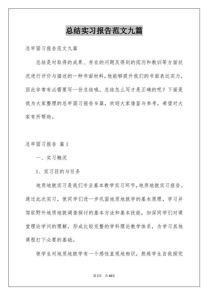 总结实习报告范文九篇