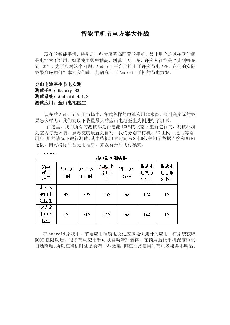 智能手机节电方案大作战