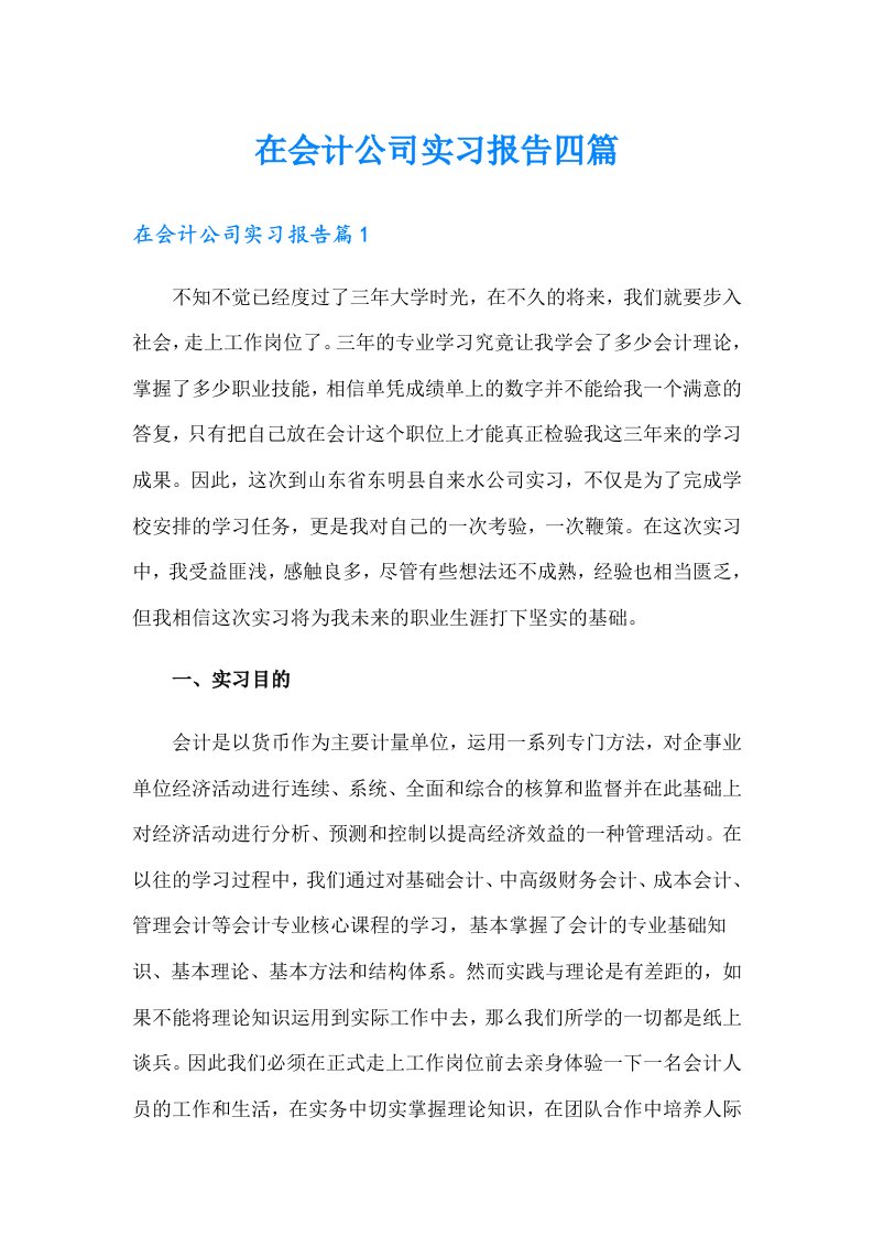 在会计公司实习报告四篇