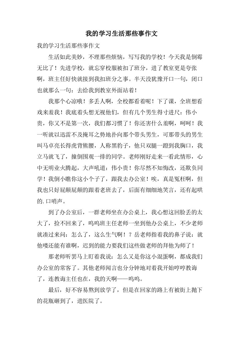 我的学习生活那些事作文