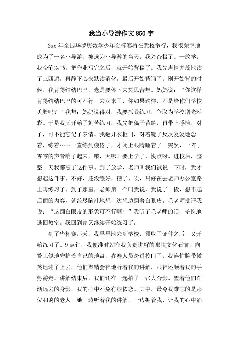 我当小导游作文850字