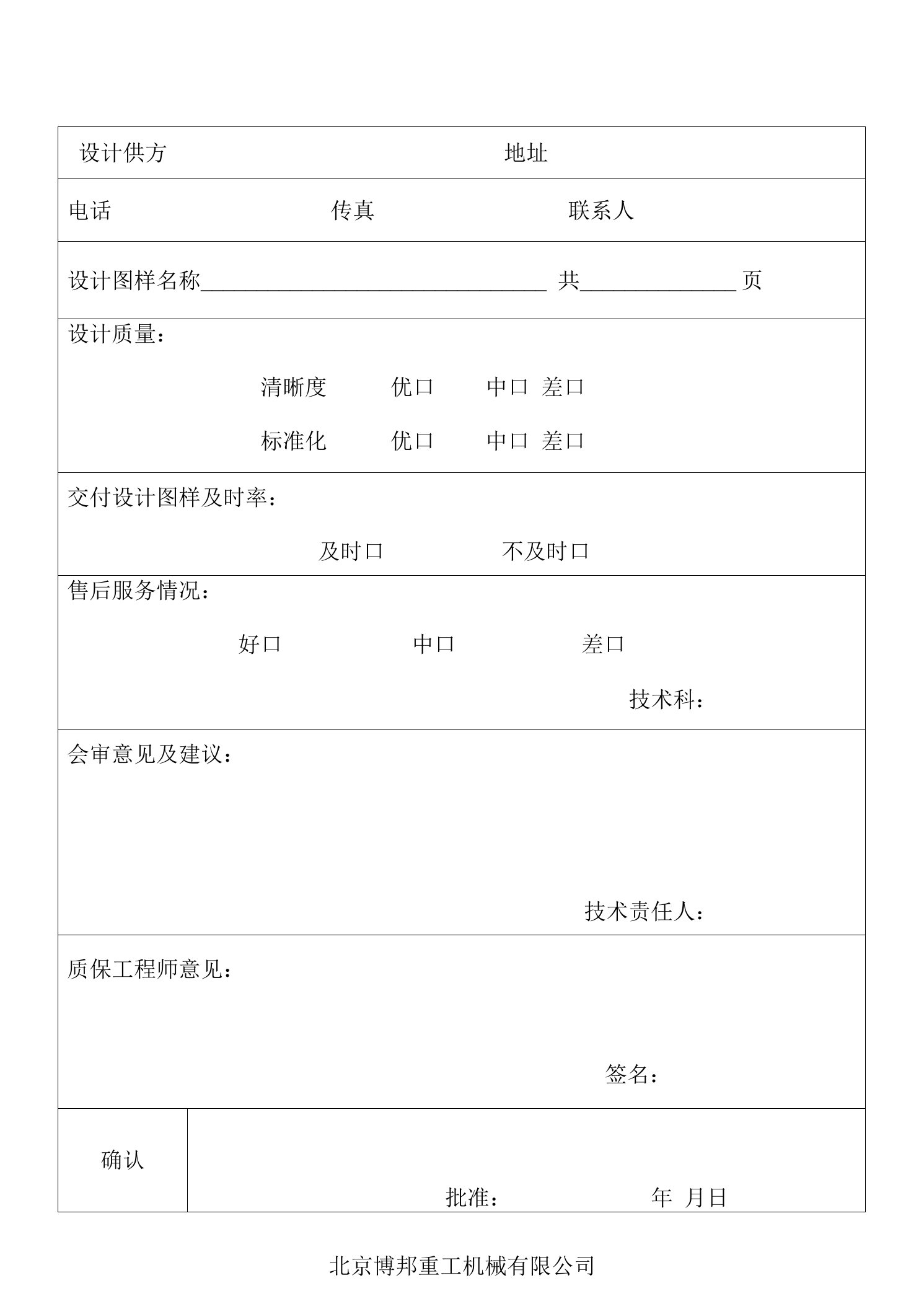 2、设计供方业绩评估表