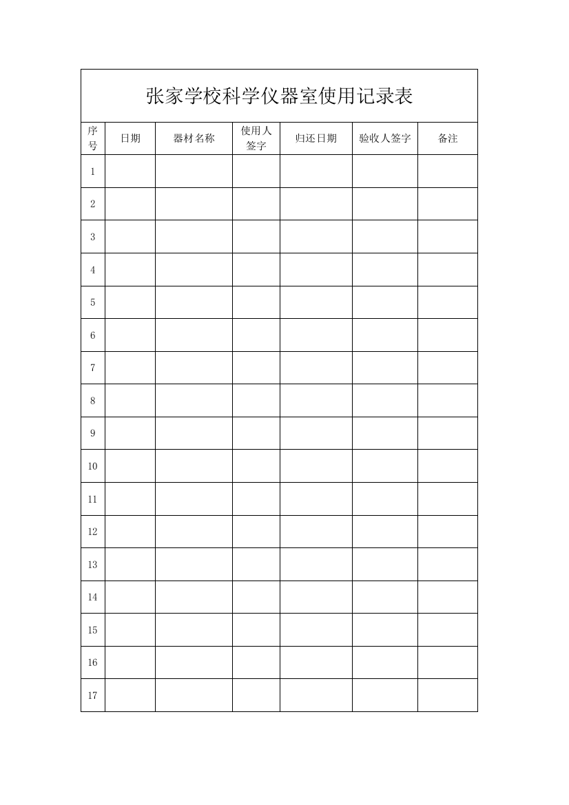 科学仪器室使用记录