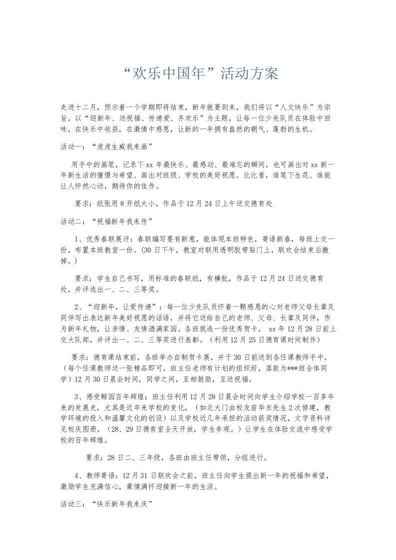 总结报告欢乐中国年活动方案