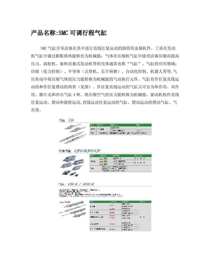 SMC可调行程气缸