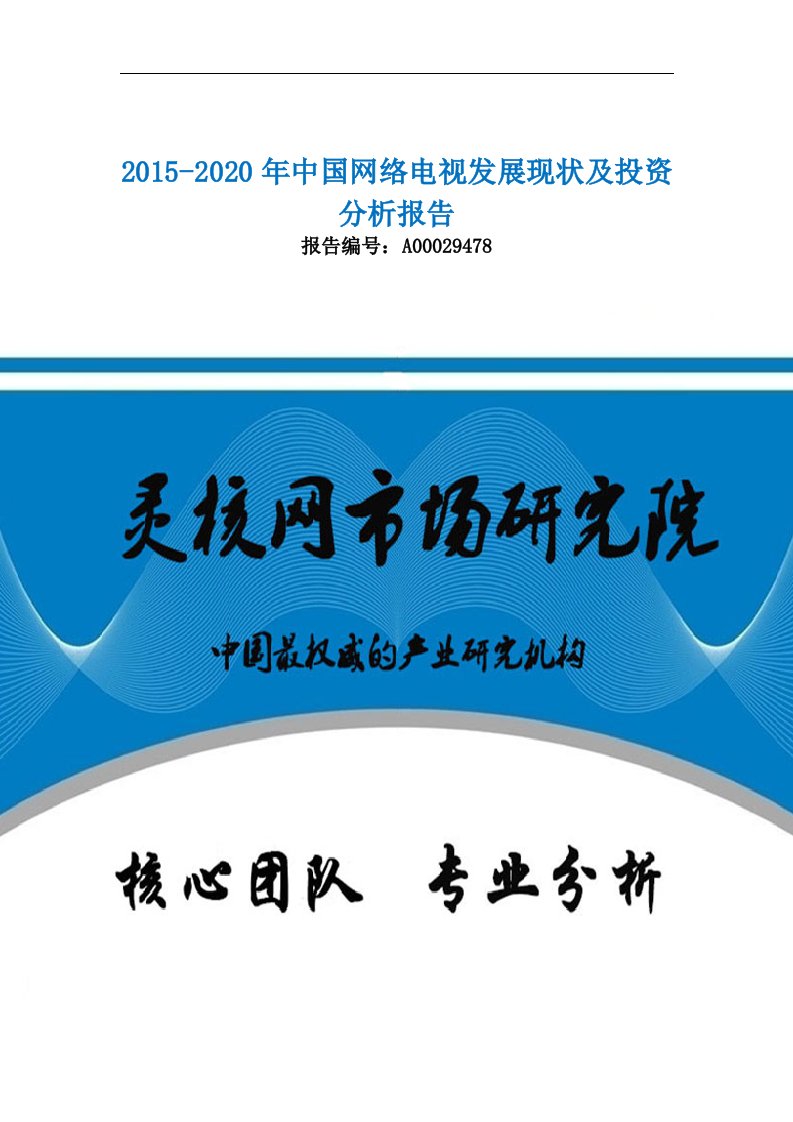 中国网络电视行业市场分析与发展趋势研究报告-灵核网