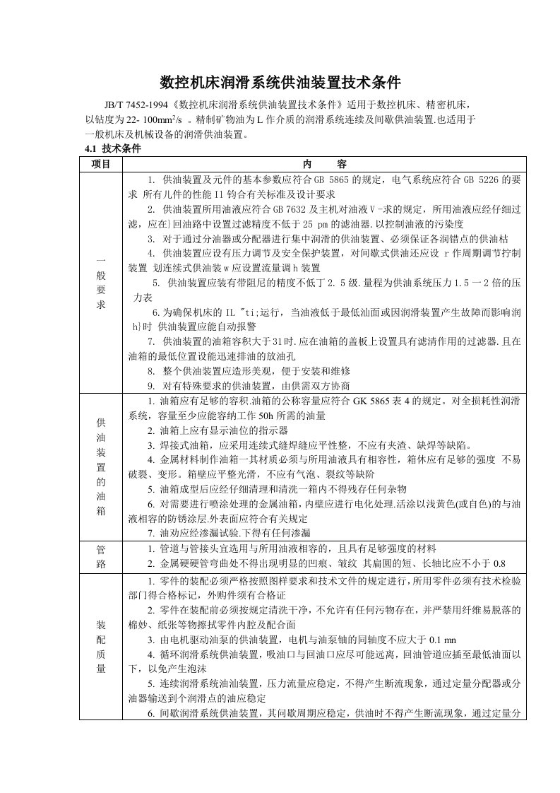 数控加工-数控机床润滑系统供油装置技术条件