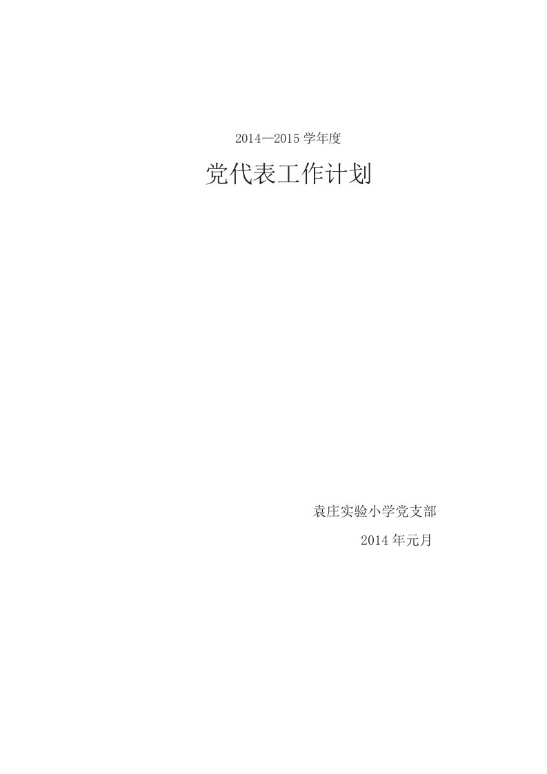 学校党代表工作计划