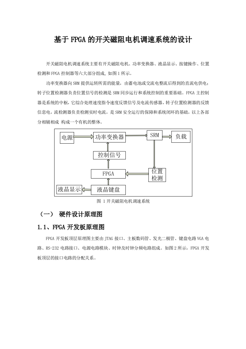 本科毕业设计---基于fpga的开关磁阻电机调速系统的设计