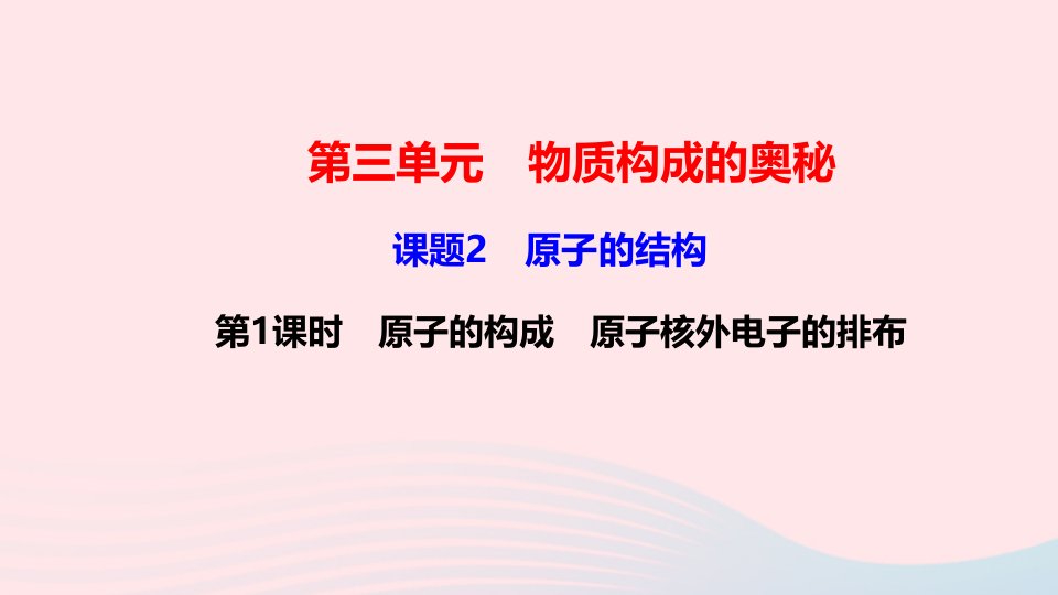 九年级化学上册第三单元物质构成的奥秘课题2原子的结构第1课时原子的构成原子核外电子的排布作业课件新版新人教版