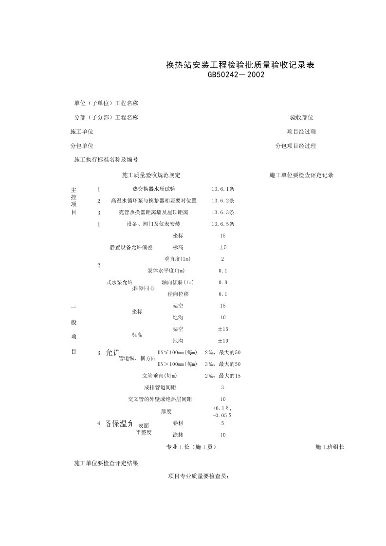 051004_换热站安装工程检验批质量验收记录表