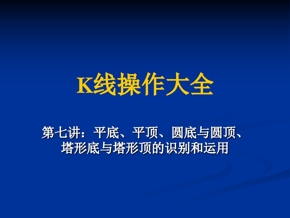 K线操作大全第七讲：平底、平顶、圆底与圆顶、塔形底与塔形顶的识别和运用