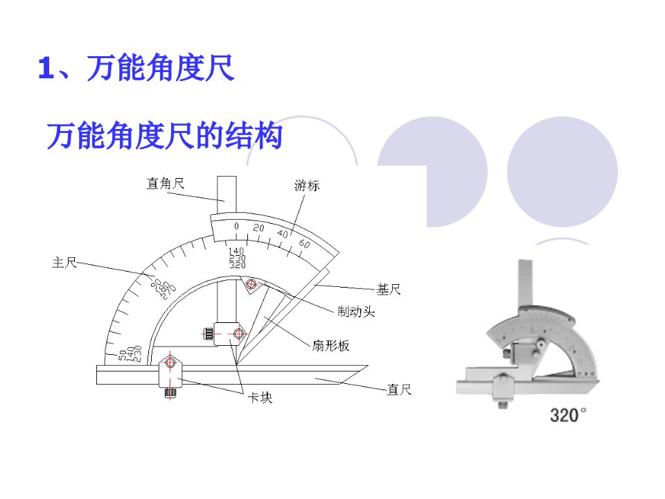 万能角度尺、螺纹规、指针式拉力计使用说明