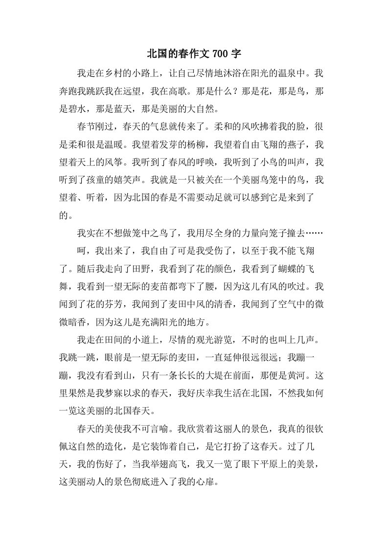 北国的春作文700字