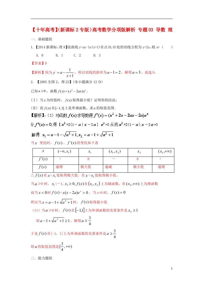 高考数学分项版解析