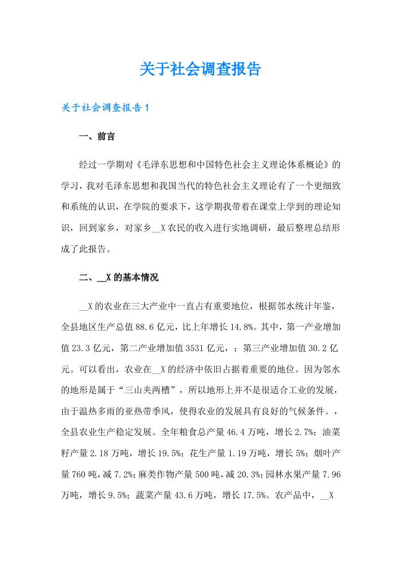 关于社会调查报告