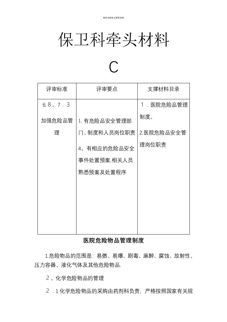 医院危险物品管理制度