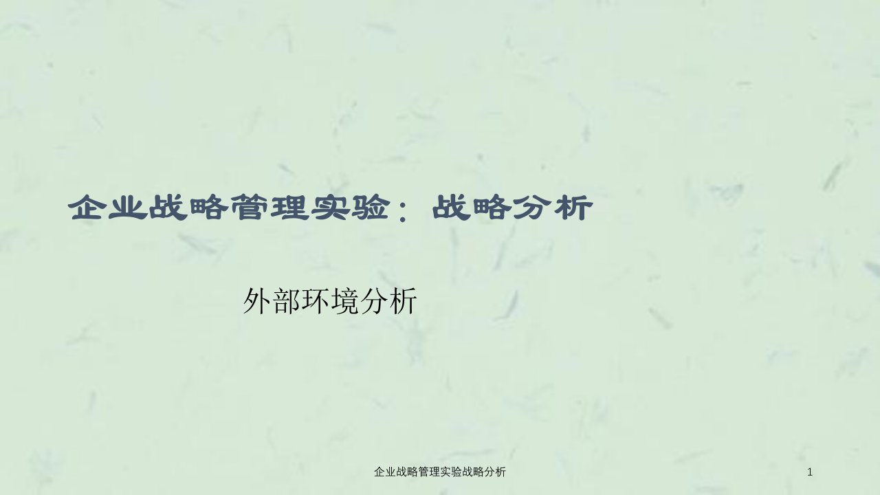 企业战略管理实验战略分析课件