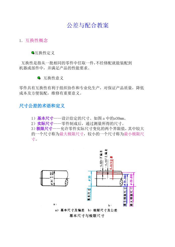 《公差配合与技术测量》全套教案