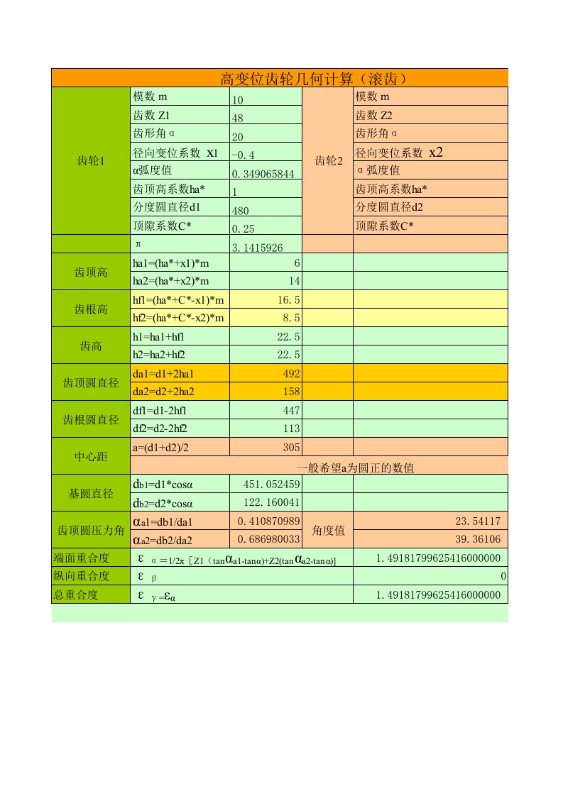 变位齿轮参数设计计算程序