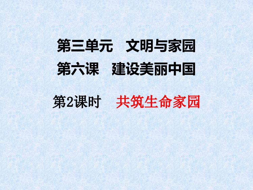 部编版九年级《道德与法治》上册第六课第二框共筑生命家园课件