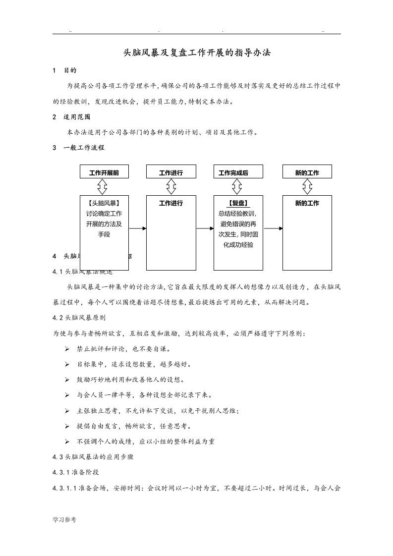 头脑风暴与复盘工作开展的指导办法