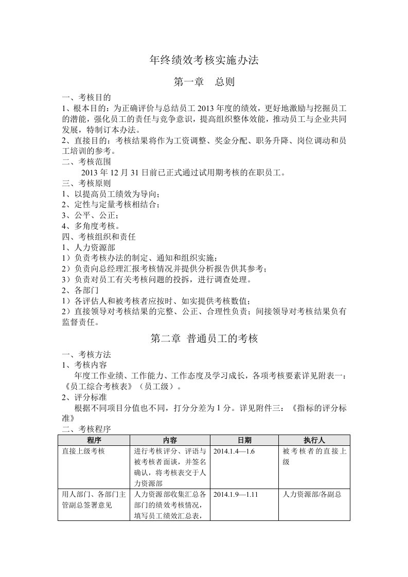 年终绩效考核方案（附各种考核表）（DOC11页）