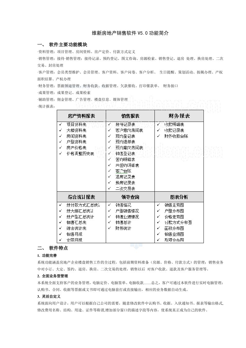 维新房地产销售管理软件