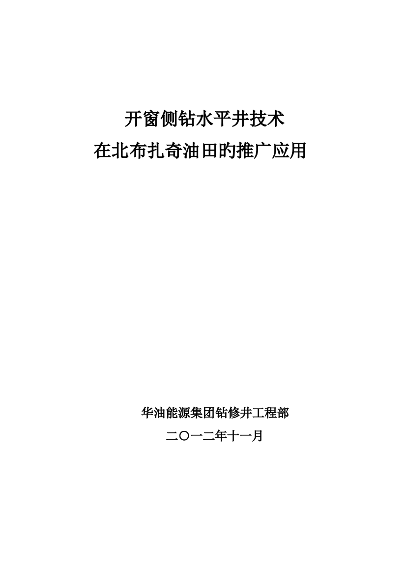 开窗侧钻水平井技术