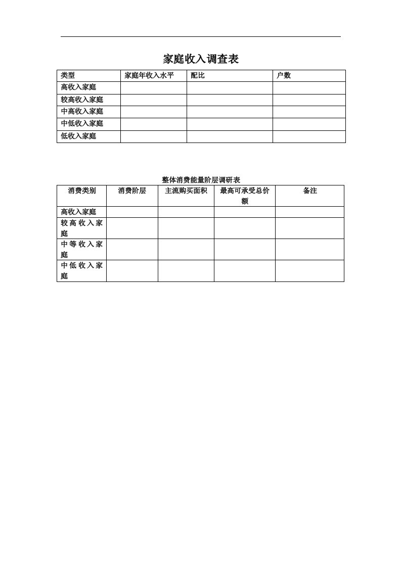 建筑资料-家庭收入调查表