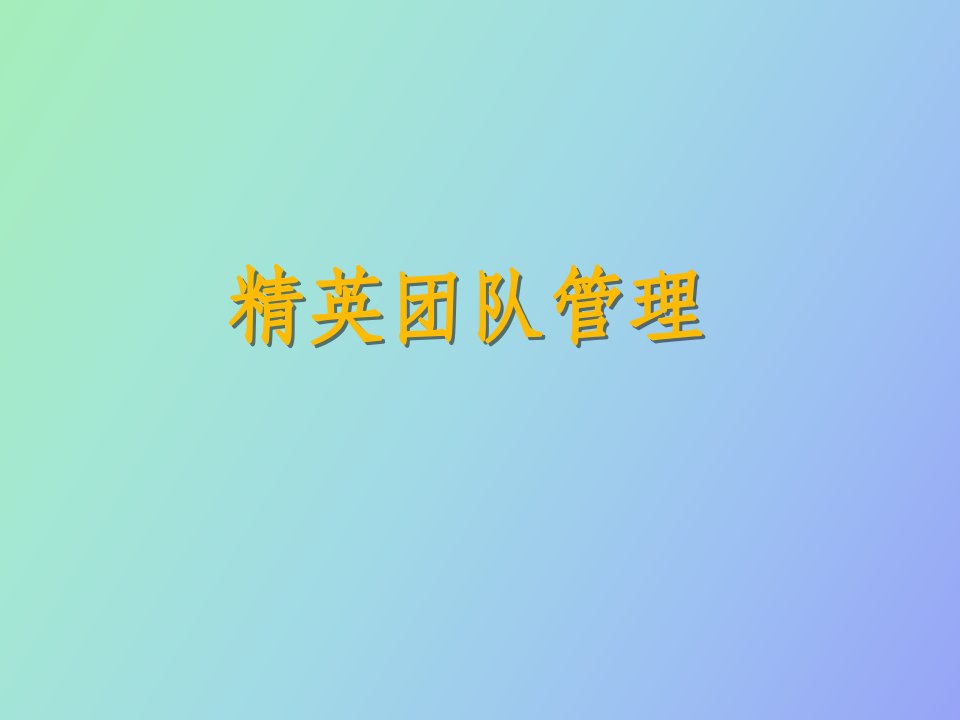 精英团队管理