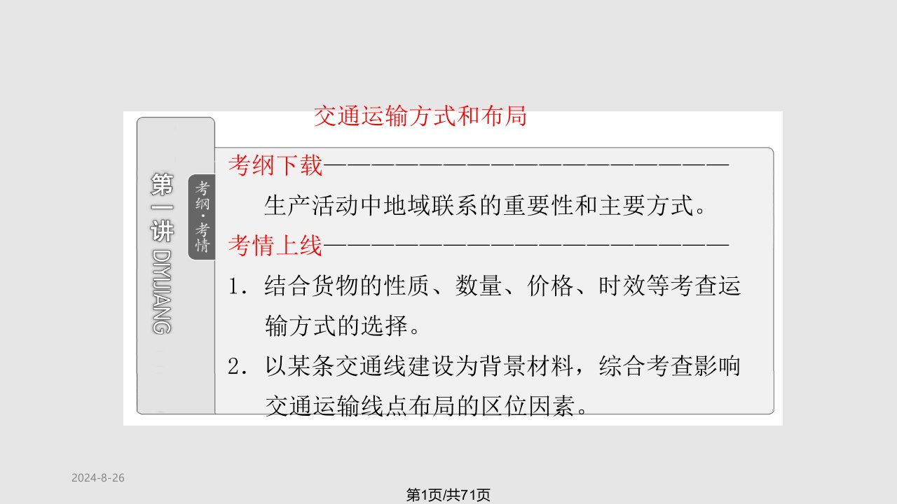 名校联盟江西省信丰二中高考地理复习交通运输方PPT课件