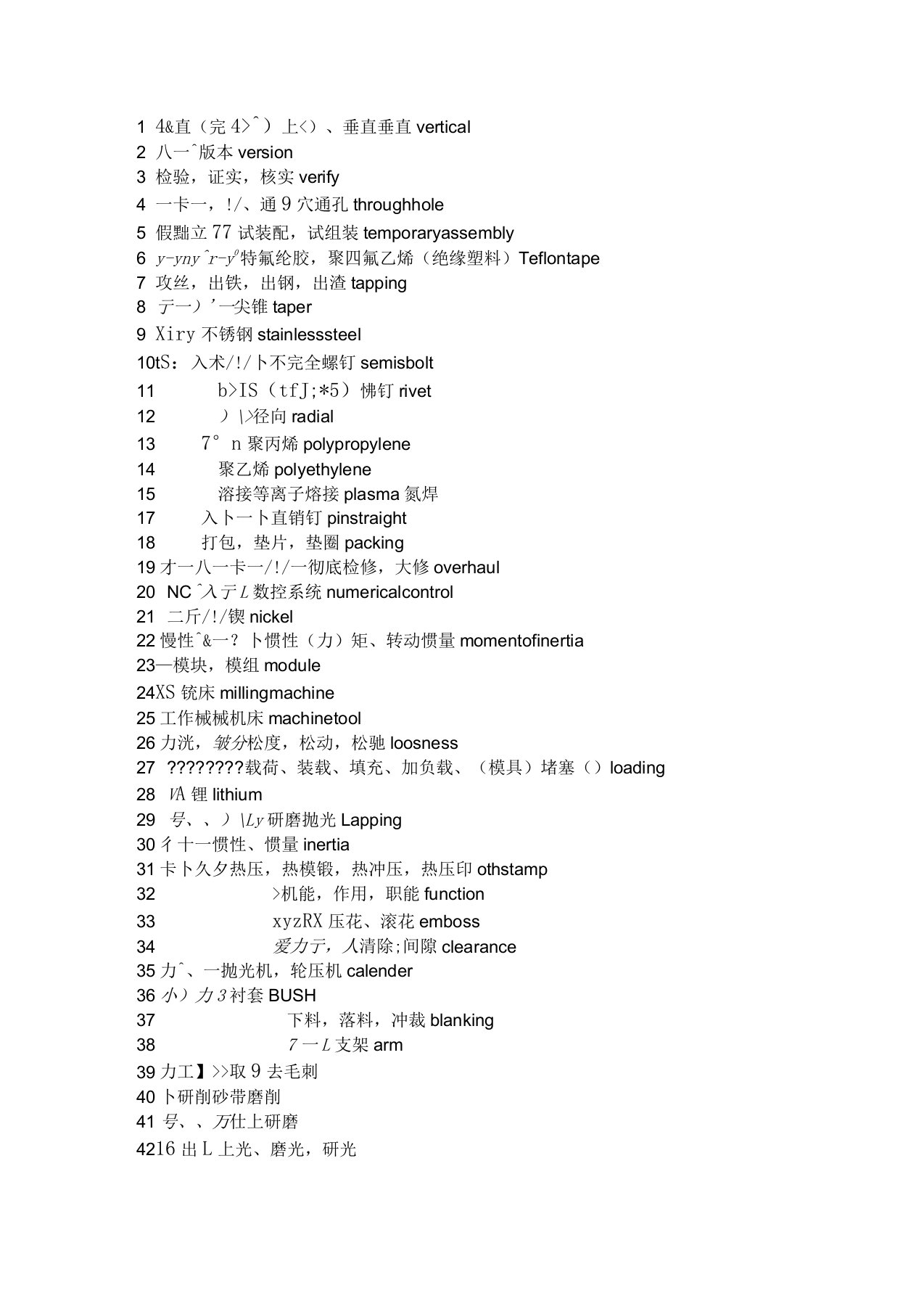 机械专业常用日语词汇说课材料