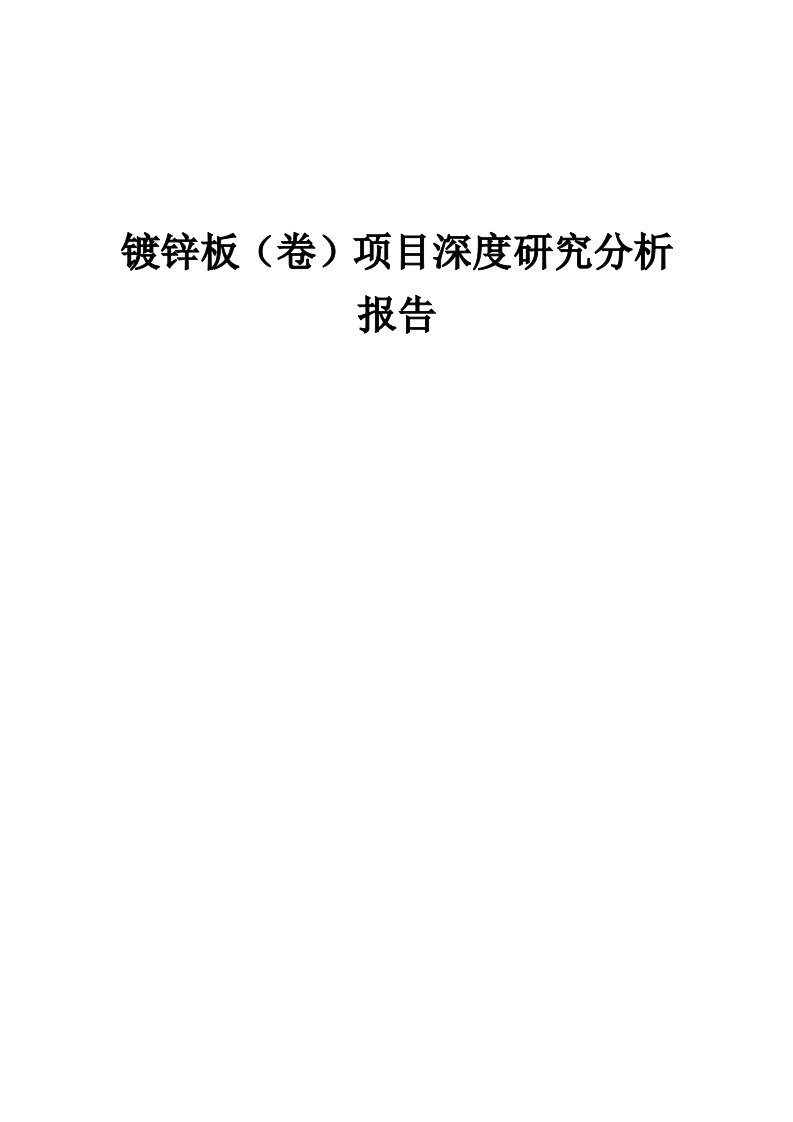 2024年镀锌板（卷）项目深度研究分析报告