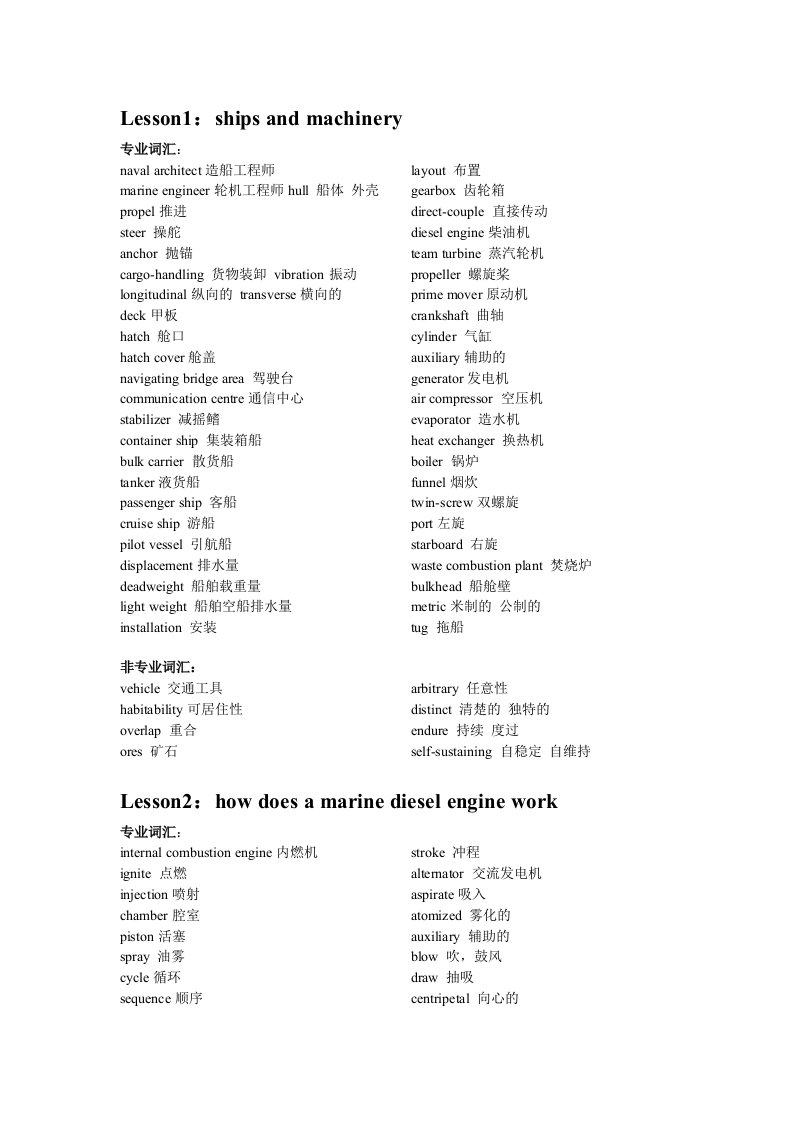 轮机英语词汇总结1~20章