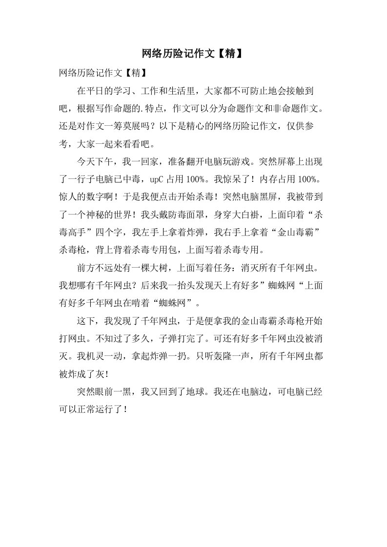 网络历险记作文