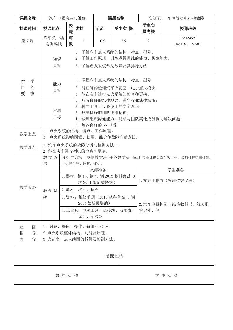 汽车电器教案(点火系统)