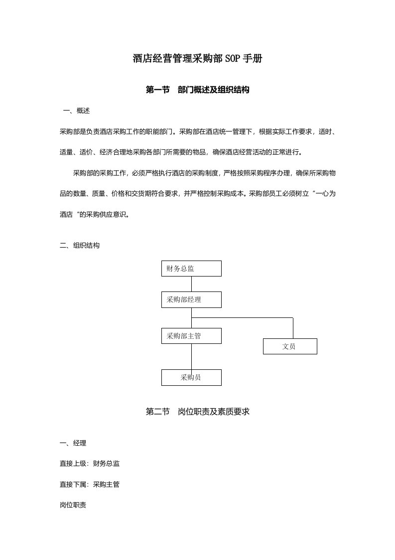 酒店经营管理采购部SOP手册之