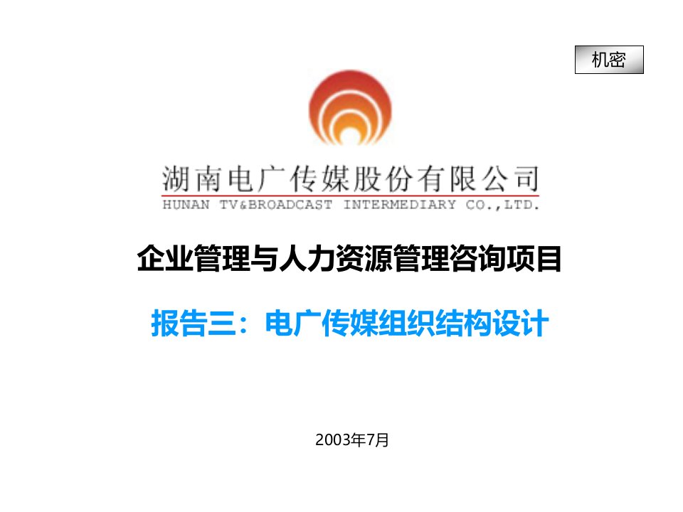 湖南电广传媒企业管理与人力资源管理咨询项目报告三：电广传媒组织结构设计