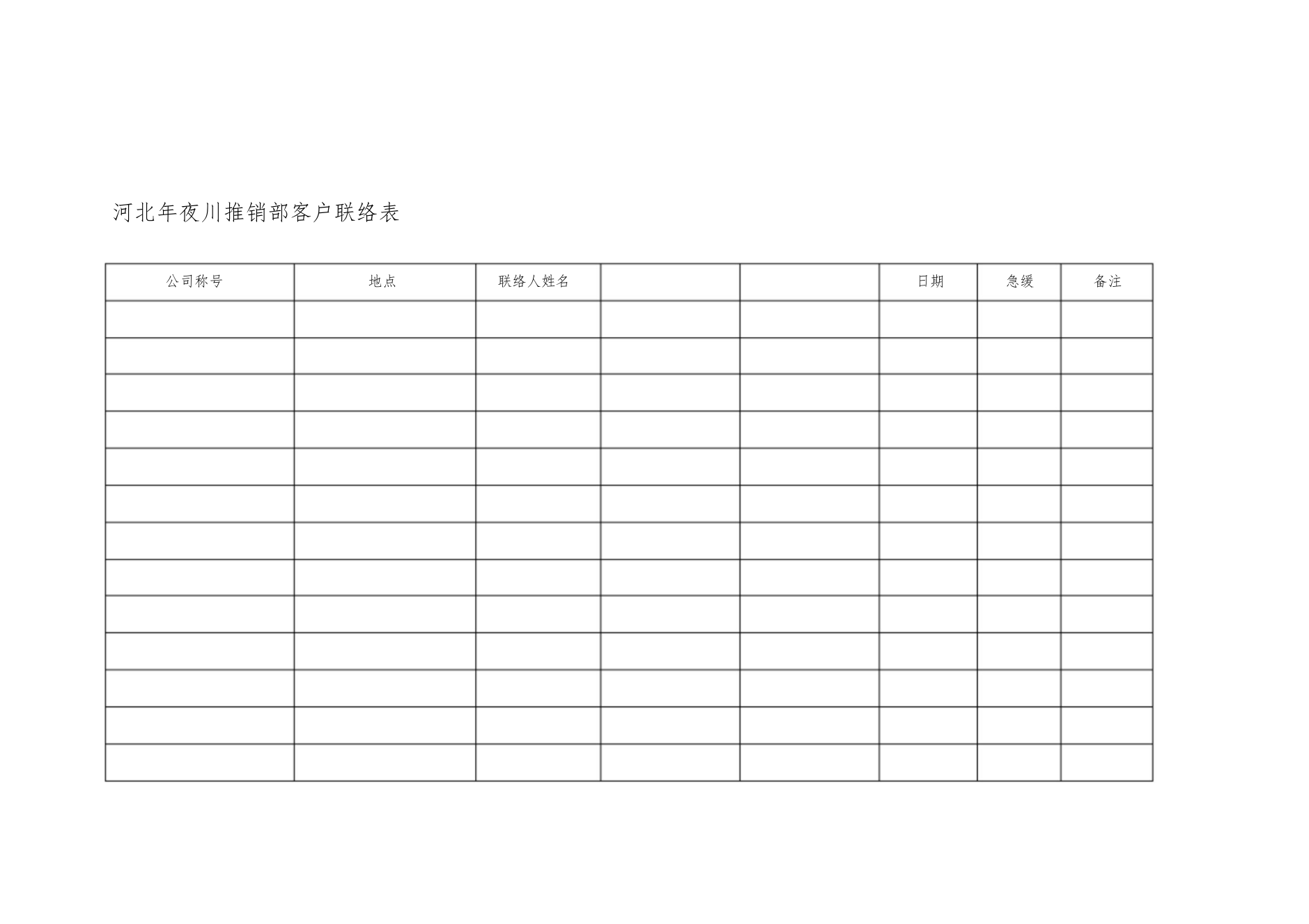 XXX公司采购部客户联系表格