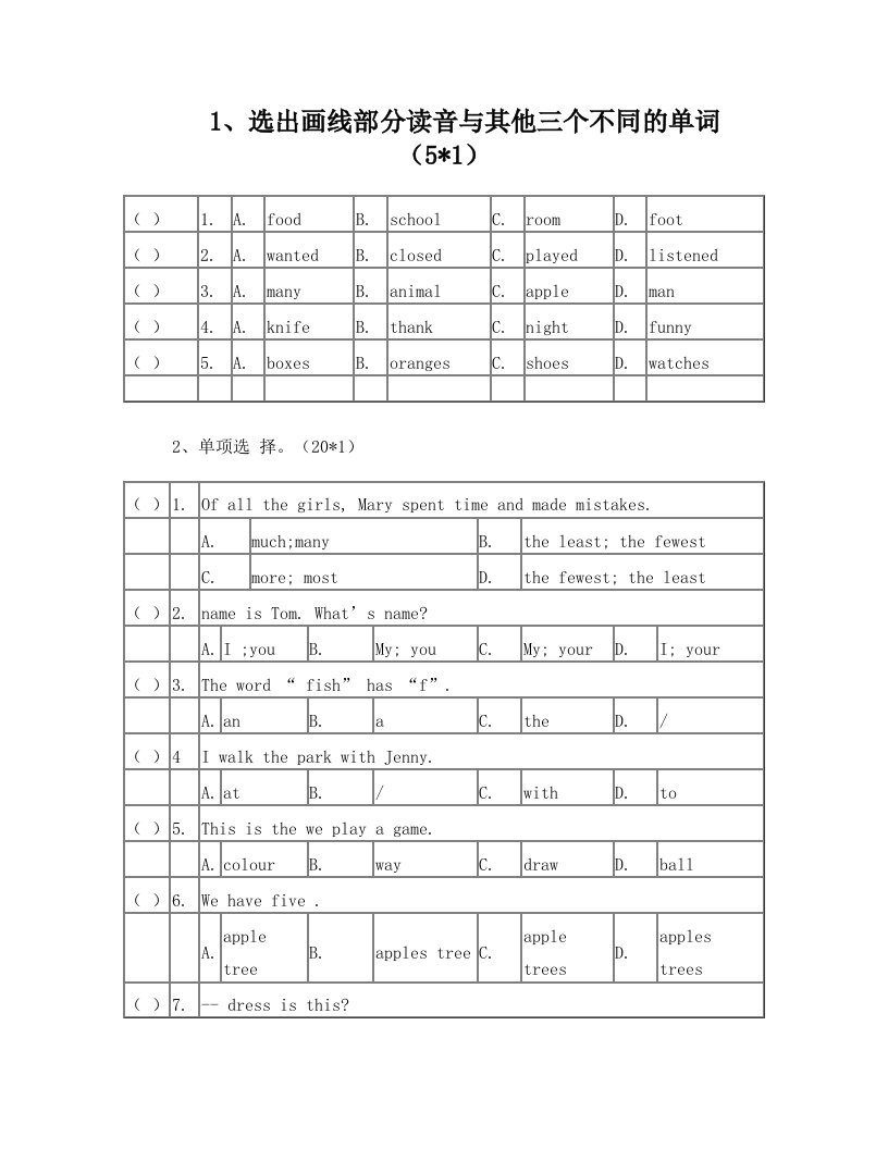 2017+天河省实小升初英语入学考试(1)