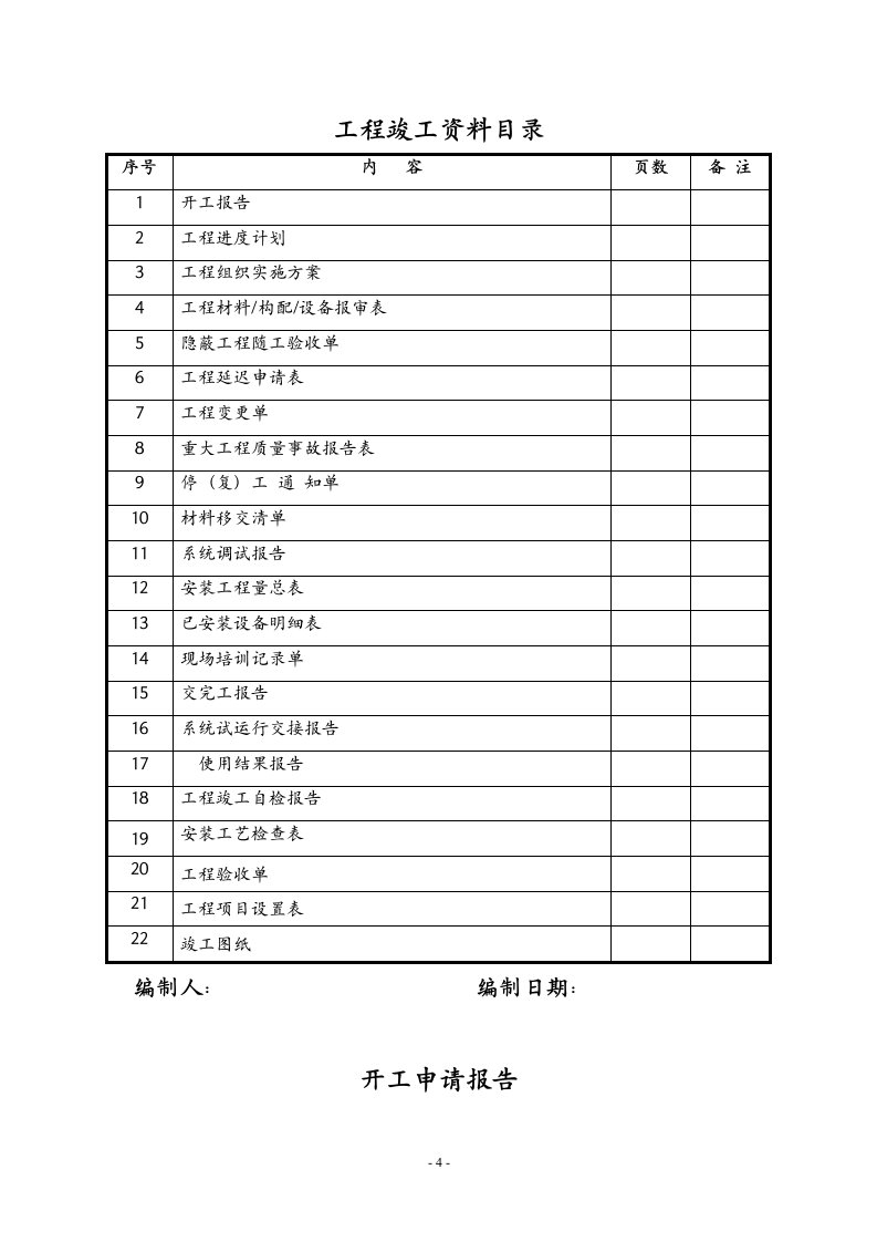 安防工程竣工资料样本