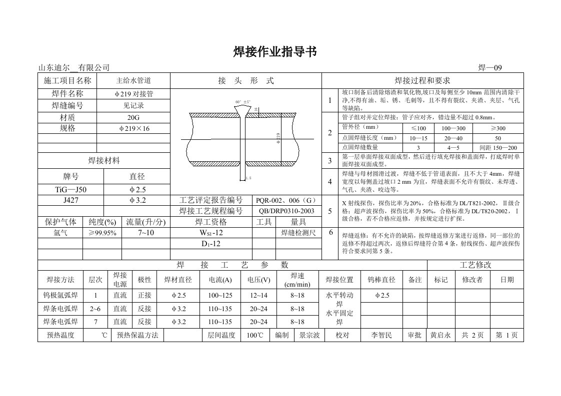 焊接作业指导书(主给水)