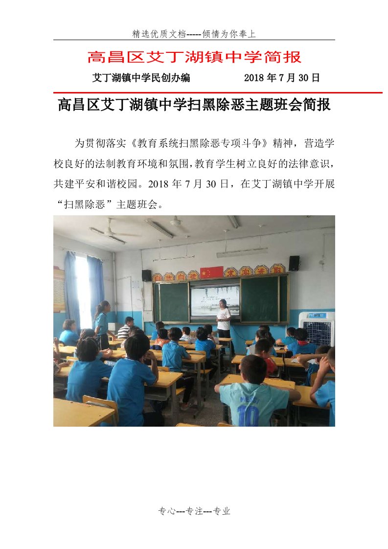 扫黑除恶主题班会简报(共3页)