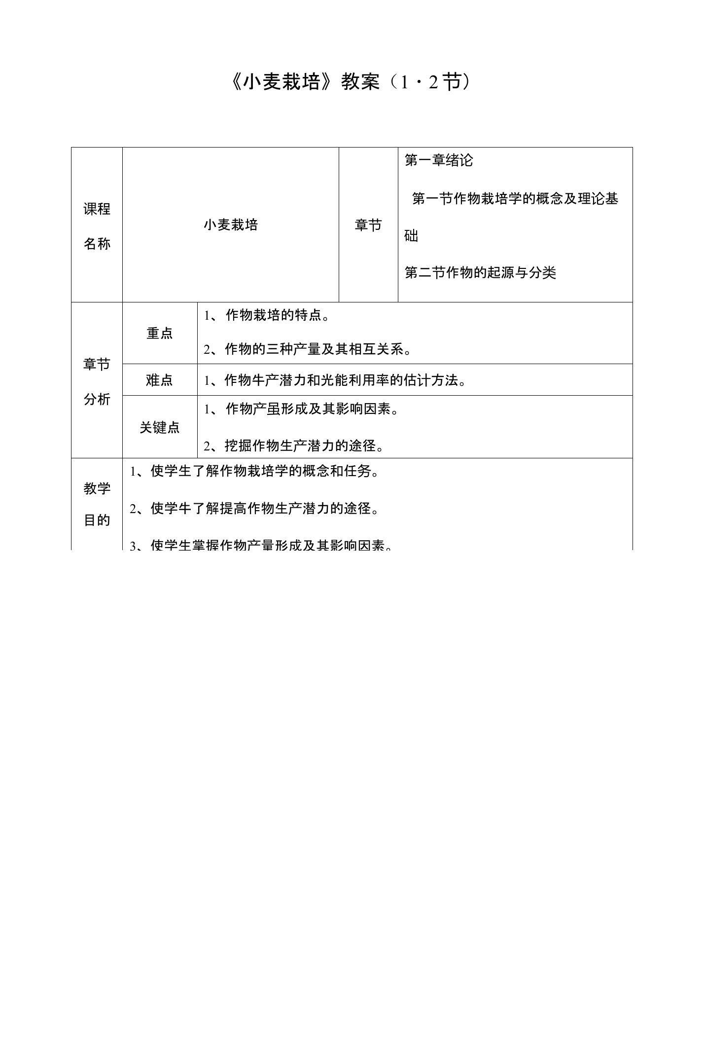 小麦栽培教案(1-2节)